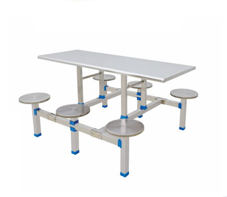 FH21-7902 不锈钢六位圆凳连体餐桌椅