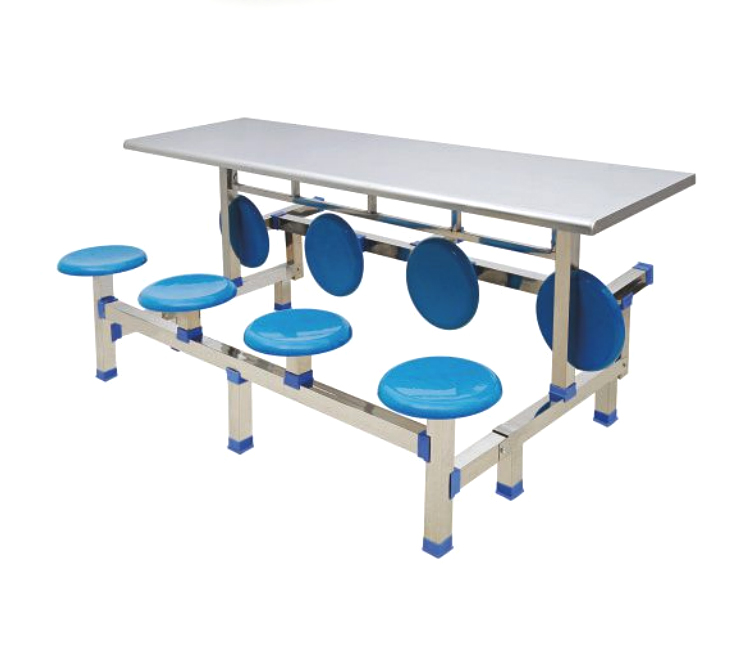 FH21-8005 不锈钢八位翻板玻璃钢圆凳餐桌椅