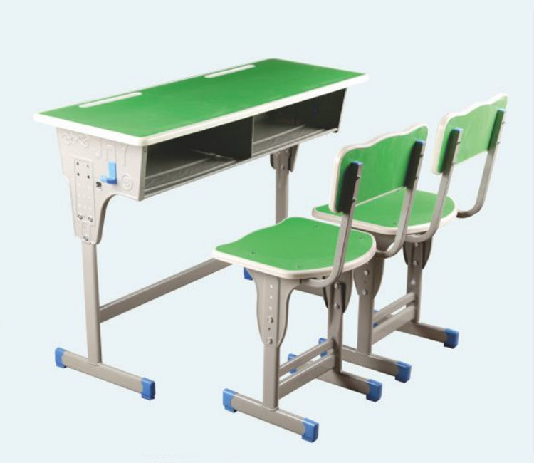 FH21-KZ105 注塑包边双人单柱升降学生课桌椅 